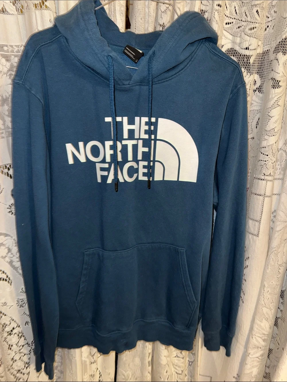 The North Face Blue Hoodie with White Logo